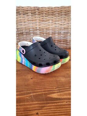 Crocs Classic Rainbow Spray Dye Platform Iconic Comfort Mens 5 Womens 7